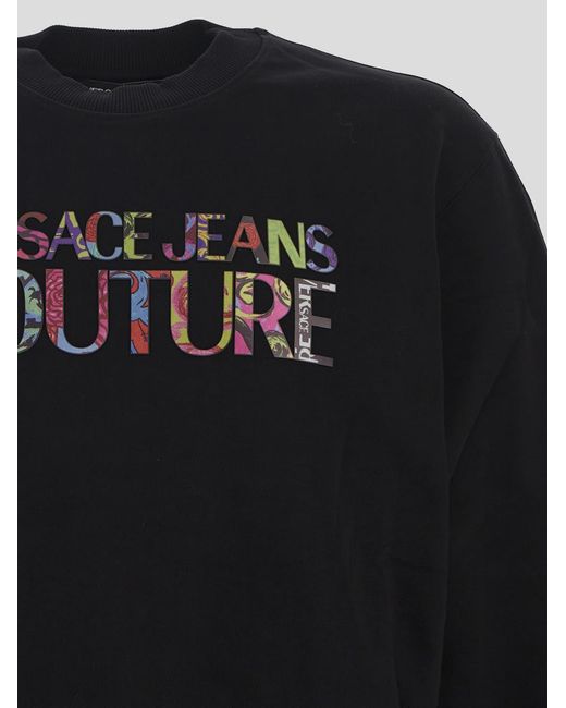 Versace Jeans Blue Printed Round-Neck Sweater for men