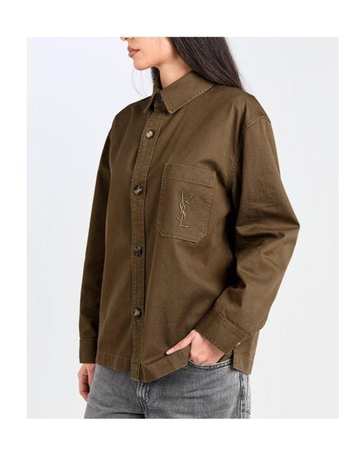 Saint Laurent Green Solid Color Casual Jacket