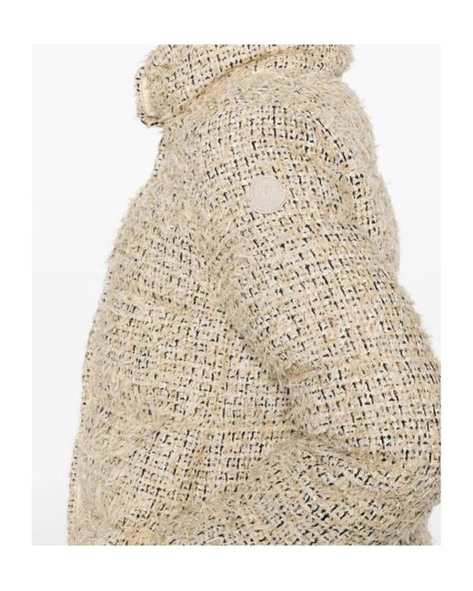 Moncler Natural Cochelle Tweed Short Down Jacket