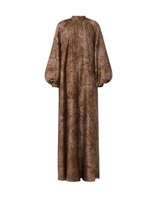 Max Mara Brown Mxmalpe Flared Printed Dress
