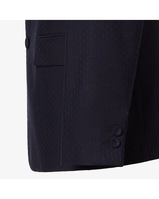 Fendi Blue Single-Breasted Textured Blazer for men