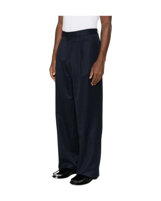 Lardini Blue Pleated Wide-Leg Trousers for men