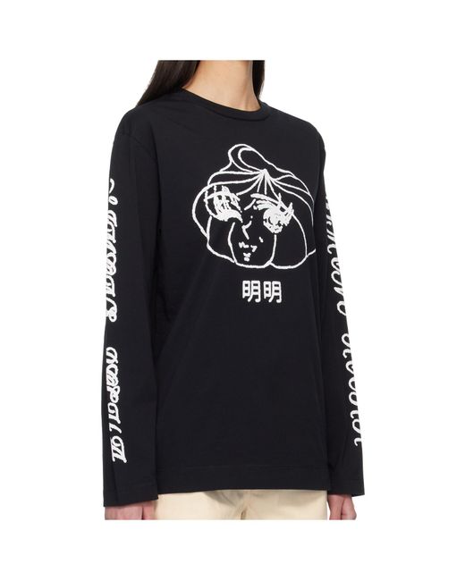 Simone Rocha Black Logo Print Long-Sleeve T-Shirt
