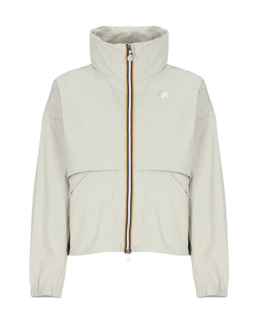 K-Way White Foldable Hood Waterproof Hooded Jacket