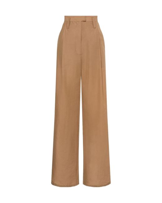 Philosophy Di Lorenzo Serafini Natural High-Waist Wide-Leg Sheer Trousers