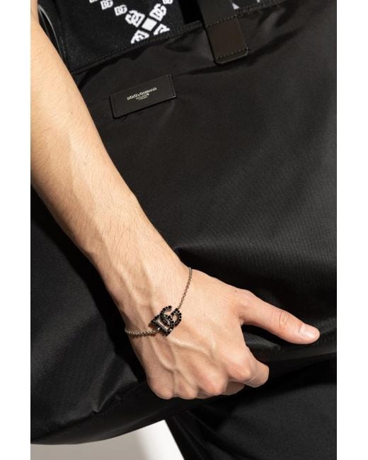 Dolce & Gabbana White Logo Shaped Pendant Bracelet for men