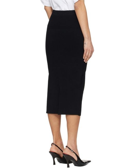 Victoria Beckham Black Knitted Midi Pencil Skirt
