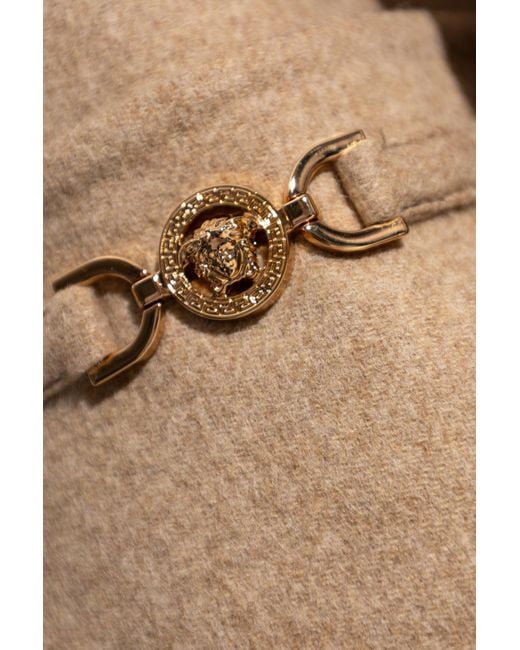 Versace Natural Crewneck Button-Up Jacket