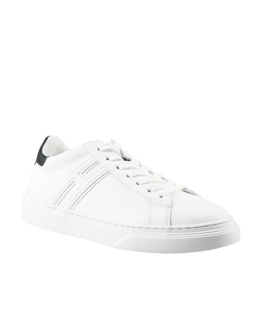 Hogan White Logo Embellished Low-Top Sneakers for men