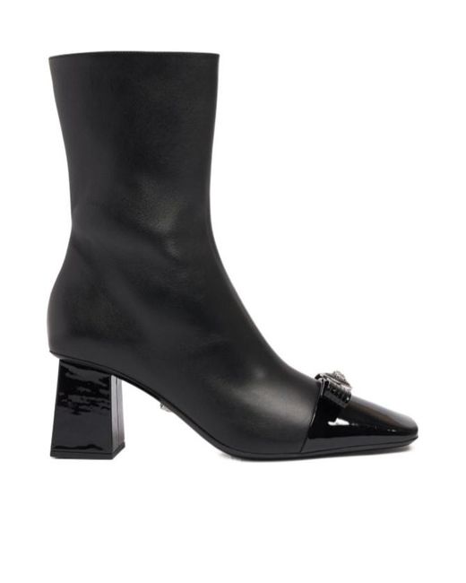 Versace Black Square-Toed Short Boots