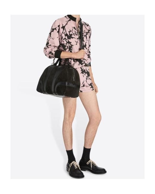 Dries Van Noten Black Suede Duffle Bag for men
