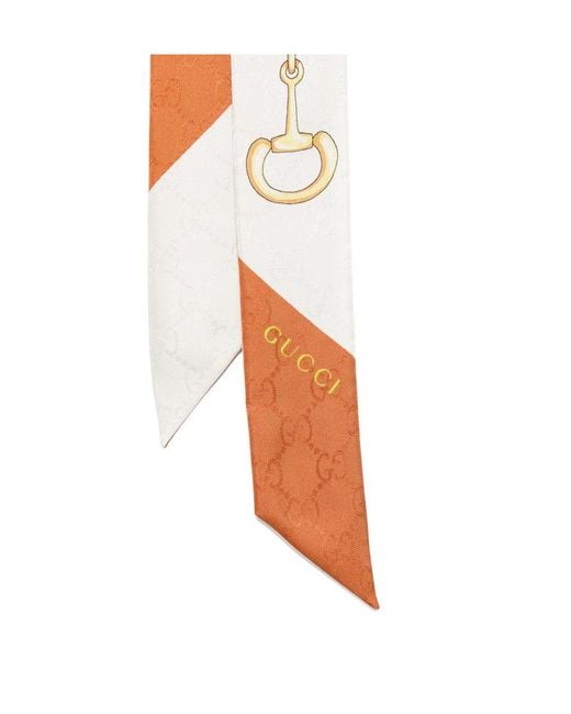 Gucci White Printed Silk Twill Ribbon