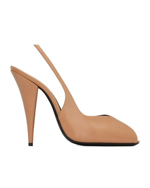 Saint Laurent White Page Slingback Pumps