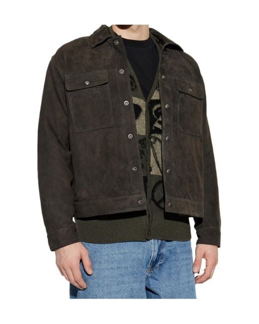 AllSaints Black Shelton Button-Up Jacket for men