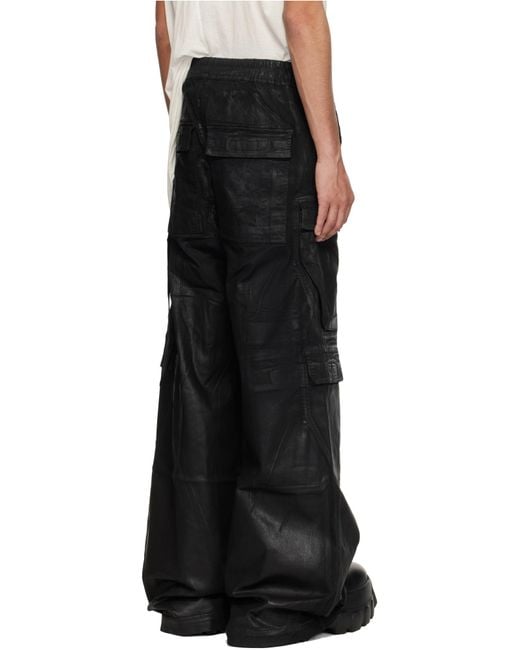 Rick Owens Black Double Cargo Jumbo Belas Trousers for men