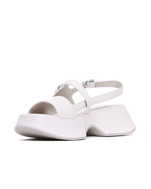 Vic Matié White Buckled Platform Heeled Sandals