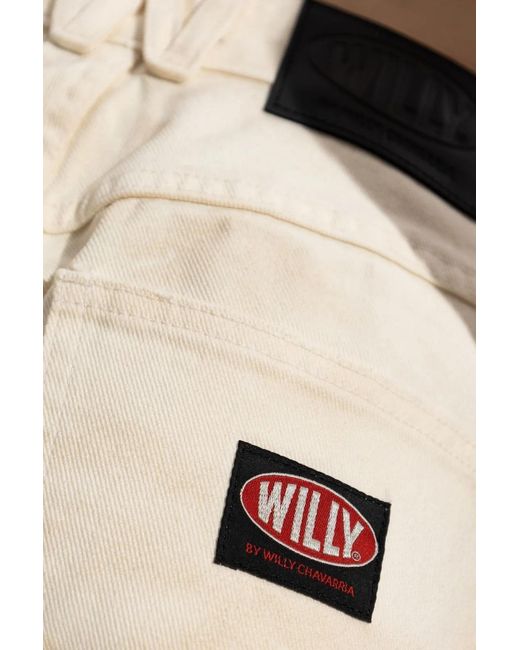 Willy Chavarria White Bad Girl Wide-Leg Jeans