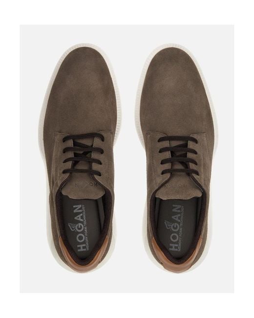 Hogan Brown Suede Derby Shoes for men