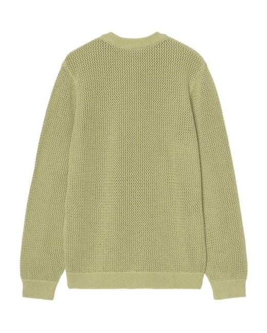 Carhartt Green Stockton Crewneck Open-Knit Jumper for men