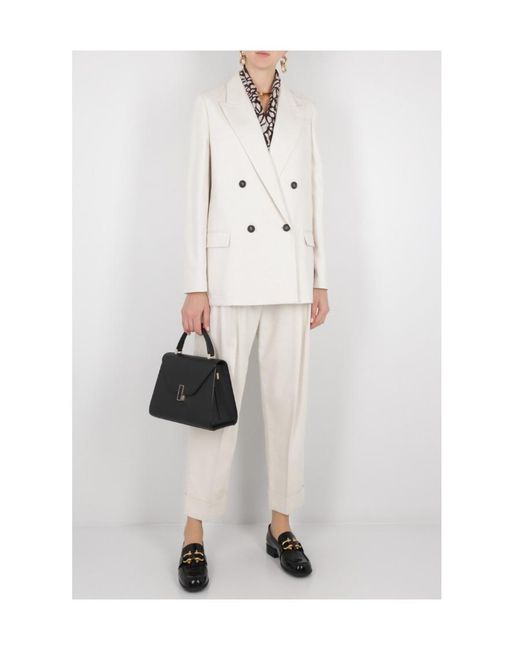 Brunello Cucinelli White Scarf Detailed Tailored Blazer