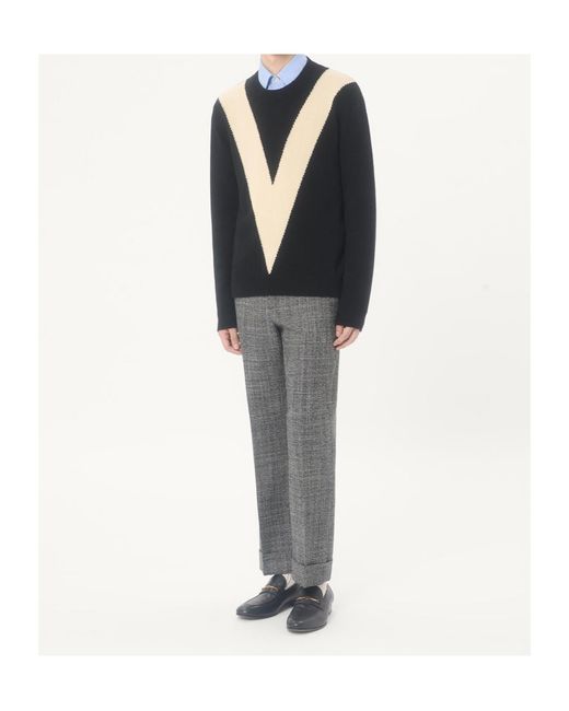 Valentino Black V Detailed Crewneck Jumper for men