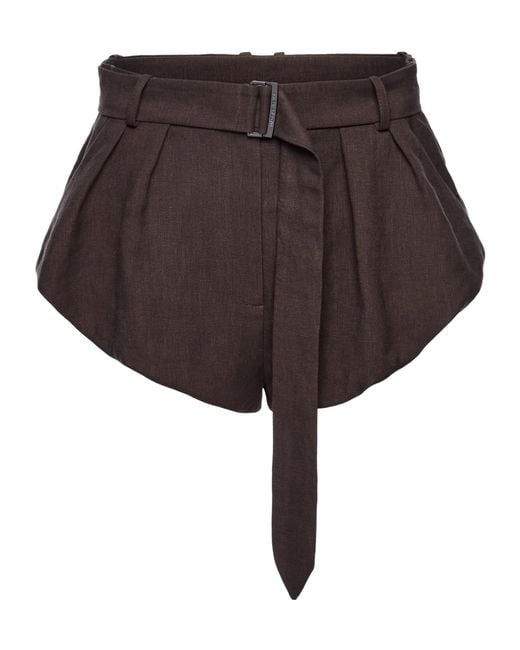 Magda Butrym Brown Belted Pleated Mini Shorts