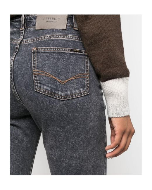 Peserico Gray Stonewashed Cropped Skinny Jeans
