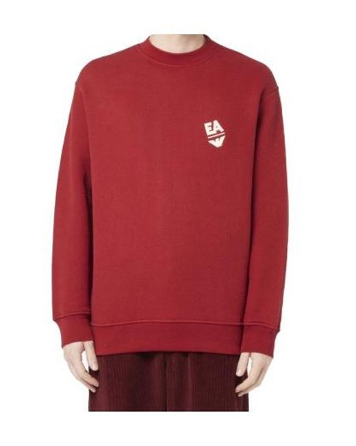 Emporio Armani Red Embroidery Logo Sweater for men