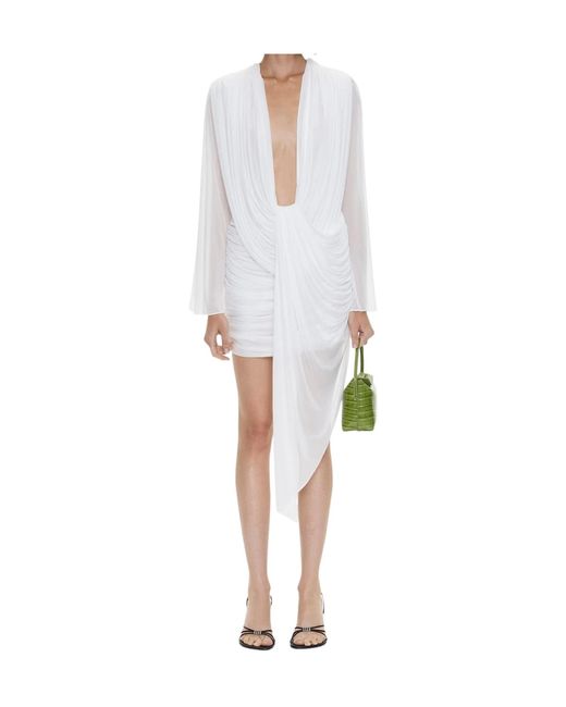 Christopher Esber White Pleated Long-Sleeved Dress