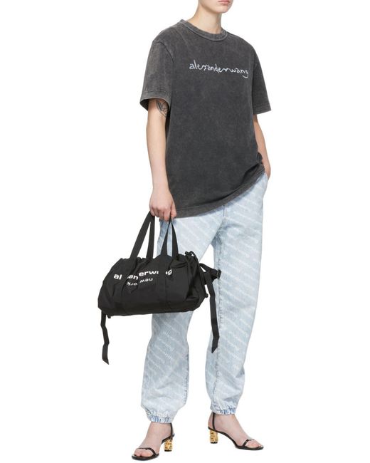 Alexander Wang Gray Faded-Effect Logo-Print T-Shirt