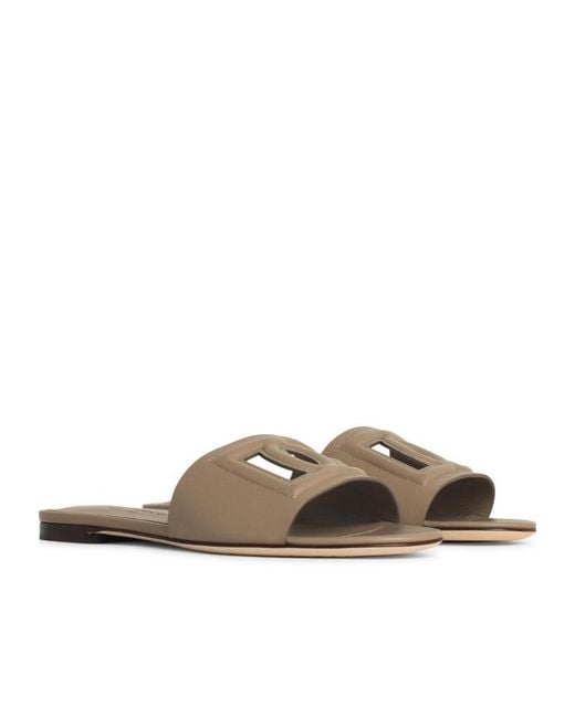 Dolce & Gabbana Brown Logo Detailed Open Toe Sandals