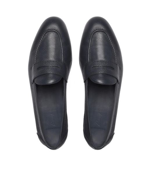 Brioni Black Midnight Deerskin Leather Appia Penny Loafers for men