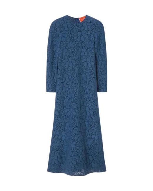 LaDoubleJ Blue Long-Sleeve Lace Maxi Dress