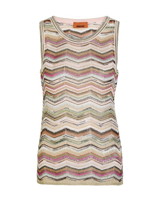 Missoni Natural Chevron Fine-Knit Top