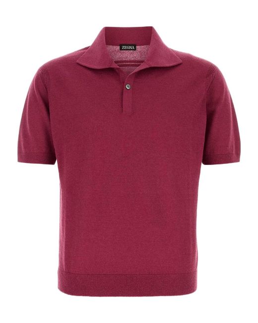 Zegna Red Short-Sleeve Polo Shirt for men