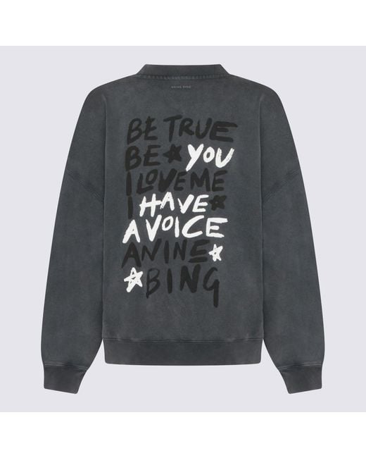 Anine Bing Gray Lettering-Print Sweatshirt