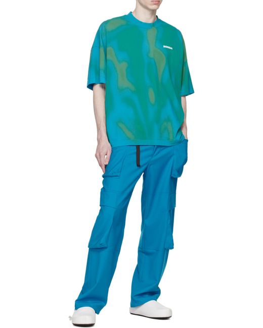 Bonsai Blue Logo-Print Abstract Pattern T-Shirt for men