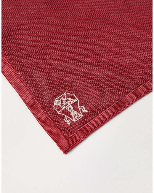 Brunello Cucinelli Red Knit Pocket Square for men