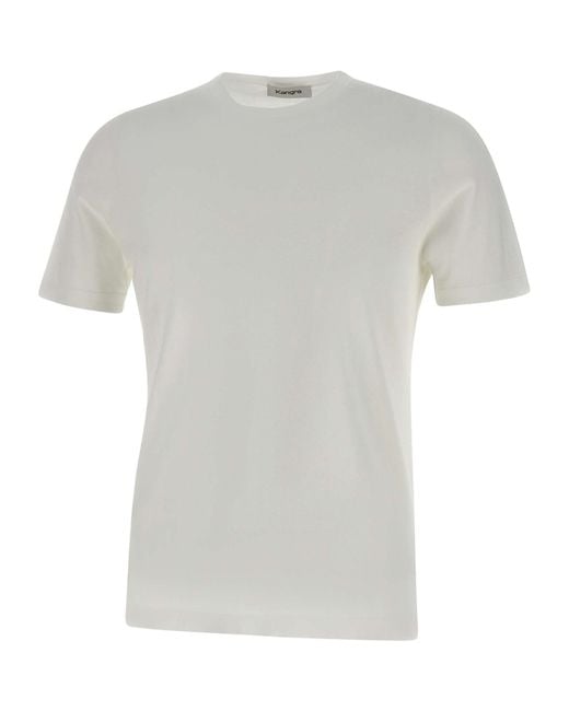 Kangra Cashmere White Kangra Short-Sleeved Crewneck T-Shirt for men