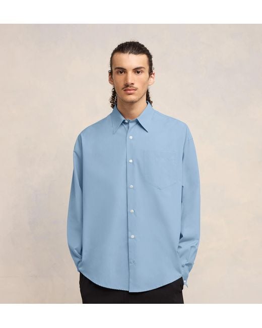 AMI Blue Ami De Coeur Embroidered Long-Sleeved Shirt for men