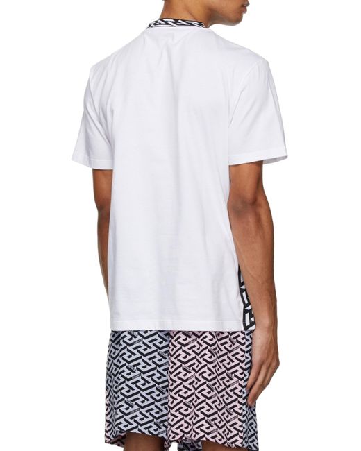 Versace La Greca Logo Printed Crewneck T-Shirt in White for Men | Lyst