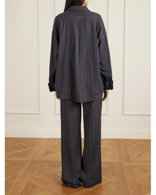 The Elder Statesman Blue Striped Wool And Cashmere Blend Twill Shirt