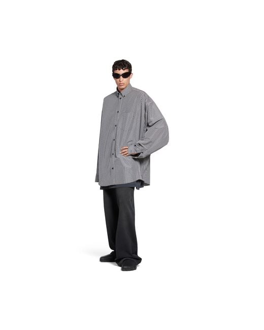 Balenciaga Gray Checked Oversized Shirt for men