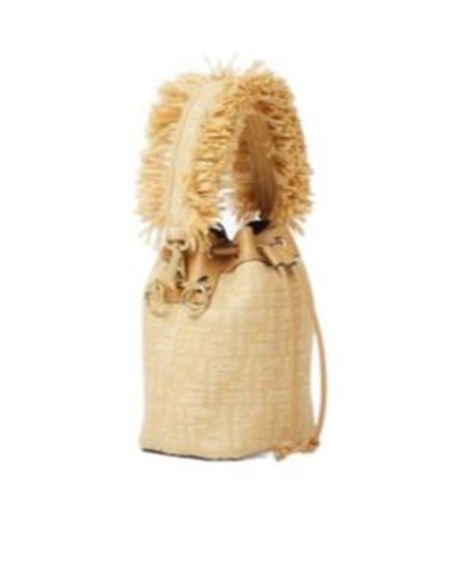 Fendi Metallic Mon Tresor Ff Jacquard Drawstring Bucket Bag