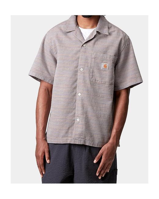 Carhartt Gray Short Sleeve Gellar Stripe Shirt for men
