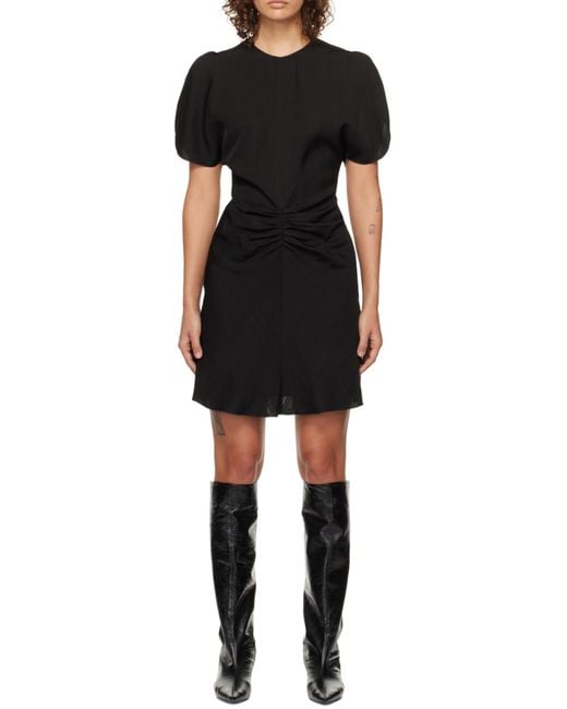 Victoria Beckham Black Gathered-Detail Mini Dress