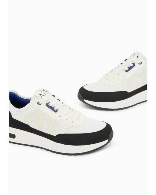 ARMANI EXCHANGE White Spliced Casual Sports Shoes for men