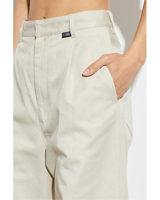 MM6 by Maison Margiela White Wide-Leg Logo Patch Trousers