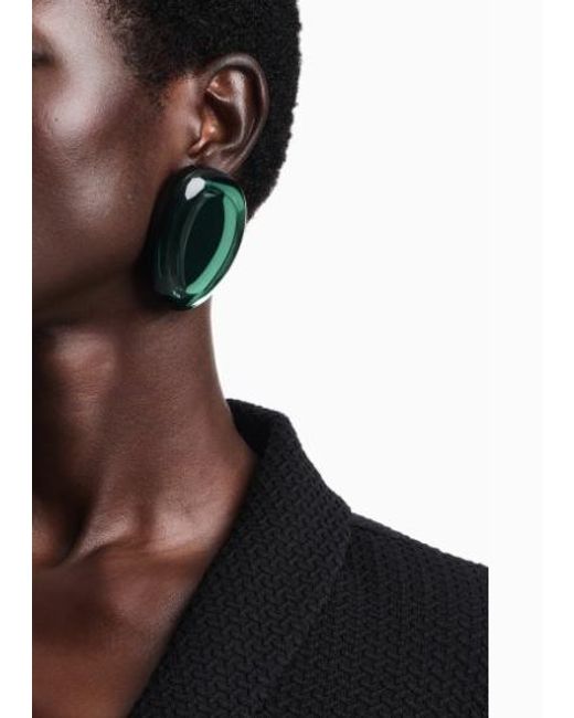 Emporio Armani Green Oversized Oval-Frame Earrings