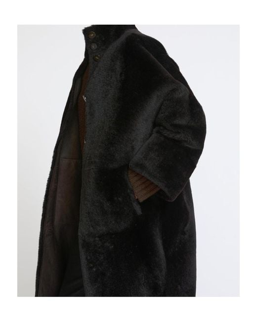 Yves Salomon Black Oversized Shearling Coat
